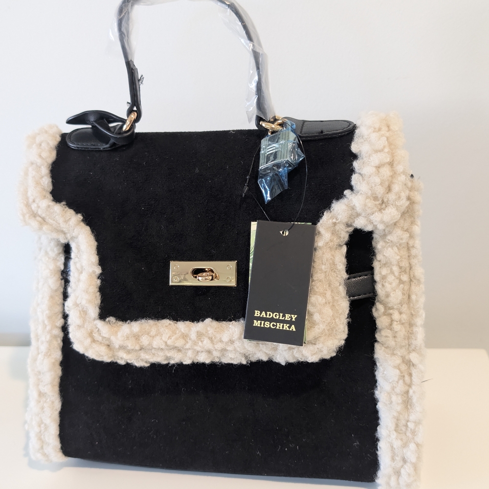 Badgley Mischka Black and Cream Women's Bag